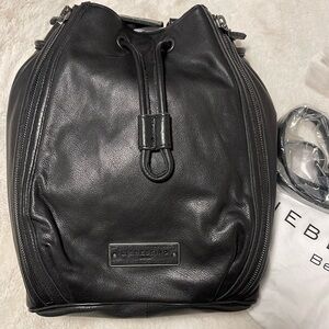 Liebeskind Black Leather Drawstring Backpack